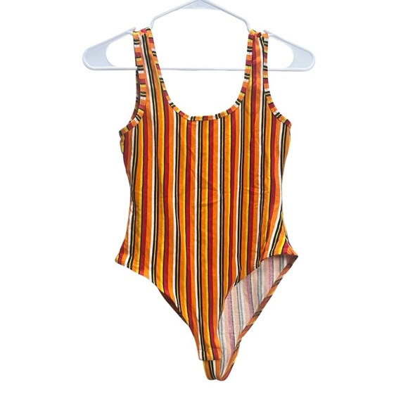 BLUENOTES Colorful Striped Bodysuit size Small Summer Wear Stripes Bright Colors - Picture 2 of 9